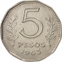 5 Pesos 1961-1968, KM# 59, Argentina