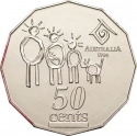 50 Cents 1994, KM# 257, Australia, Elizabeth II, International Year of the Family