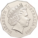 50 Cents 2008, KM# 1062, Australia, Elizabeth II, 25th Anniversary Australia's Win of the America's Cup