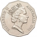 50 Cents 1995, KM# 294, Australia, Elizabeth II, 50th Anniversary of WWII End, Edward 