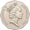 50 Cents 1995, KM# 294, Australia, Elizabeth II, 50th Anniversary of WWII End, Edward 