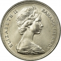 25 Cents 1966-1970, KM# 6, Bahamas, Elizabeth II