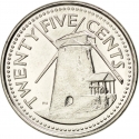 25 Cents 2007-2011, KM# 13A, Barbados, Elizabeth II