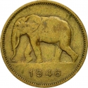 2 Francs 1946-1947, KM# 28, Belgian Congo, Leopold III