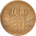 20 Centimes 1953-1963, KM# 146, Belgium, Baudouin