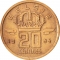 20 Centimes 1954-1960, KM# 147, Belgium, Baudouin