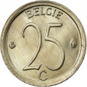 25 Centimes 1964-1975, KM# 154, Belgium, Baudouin