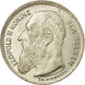 50 Centimes 1907-1909, KM# 61, Belgium, Leopold II