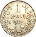 1 Franc 1904-1909, KM# 56, Belgium, Leopold II