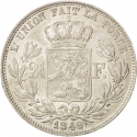 2½ Francs 1848-1849, KM# 11, Belgium, Leopold I