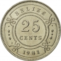 25 Cents 1974-2015, KM# 36, Belize