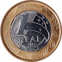 1 Real 2015, KM# 723, Brazil, 50th Anniversary of the Central Bank