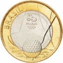 1 Real 2014, KM# 690, Brazil, Rio 2016 Summer Olympics, Golf