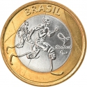 1 Real 2015, KM# 710, Brazil, Rio 2016 Summer Olympics, Paralympic Athletics