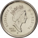 10 Cents 2002, KM# 447, Canada, Elizabeth II, 50th Anniversary of the Accession of Elizabeth II to the Throne, Golden Jubilee