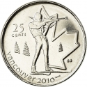 25 Cents 2007, KM# 685, Canada, Elizabeth II, Vancouver 2010 Winter Olympics, Biathlon