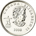 25 Cents 2008, KM# 765, Canada, Elizabeth II, Vancouver 2010 Winter Olympics, Freestyle Skiing