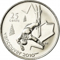 25 Cents 2008, KM# 765, Canada, Elizabeth II, Vancouver 2010 Winter Olympics, Freestyle Skiing