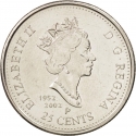 25 Cents 2002, KM# 451, Canada, Elizabeth II, 50th Anniversary of the Accession of Elizabeth II to the Throne, Golden Jubilee and Canada Day