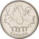 25 Cents 2002, KM# 451, Canada, Elizabeth II, 50th Anniversary of the Accession of Elizabeth II to the Throne, Golden Jubilee and Canada Day