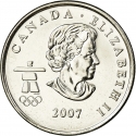 25 Cents 2007, KM# 683, Canada, Elizabeth II, Vancouver 2010 Winter Olympics, Ice Hockey