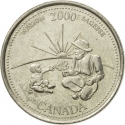 25 Cents 2000, KM# 378, Canada, Elizabeth II, Third Millennium, Wisdom, The Legacy