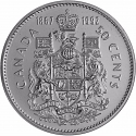 50 Cents 1992, KM# 208, Canada, Elizabeth II, 125th Anniversary of the Canadian Confederation