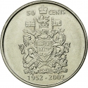 50 Cents 2002, KM# 444, Canada, Elizabeth II, 50th Anniversary of the Accession of Elizabeth II to the Throne, Golden Jubilee