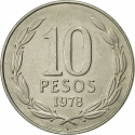 10 Pesos 1976-1980, KM# 210, Chile