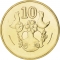 10 Cents 1983-2004, KM# 56, Cyprus, Value number framed by double line (KM# 56.2 and KM# 56.3)