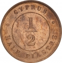 1/2 Piastre 1879-1900, KM# 2, Cyprus, Victoria