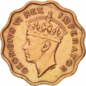 1/2 Piastre 1942-1945, KM# 22a, Cyprus, George VI