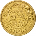 10 Kroner 1989-1993, KM# 867, Denmark, Margrethe II