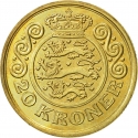 20 Kroner 1994-1999, KM# 878, Denmark, Margrethe II