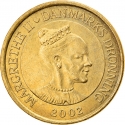 20 Kroner 2002, KM# 889, Denmark, Margrethe II, Danish Towers, Aarhus City Hall