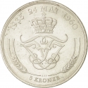 5 Kroner 1960, KM# 852, Denmark, Frederick IX, 25th Wedding Anniversary of King Frederick IX and Queen Ingrid