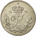 25 Øre 1948-1960, KM# 842, Denmark, Frederick IX