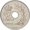 25 Øre 1966-1972, KM# 855, Denmark, Frederick IX