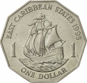 1 Dollar 1989-2000, KM# 20, East Caribbean States, Elizabeth II