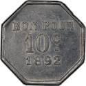 10 Centimes 1892, KM# Tn9, Suez Canal, Abdul Hamid II