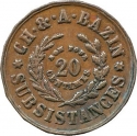 20 Centimes 1865, KM# Tn1, Suez Canal, Abdülaziz