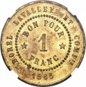 1 Franc 1865, KM# Tn7, Suez Canal, Abdülaziz