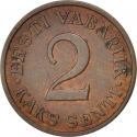2 Senti 1934, KM# 15, Estonia