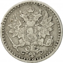 25 Penniä 1865-1917, KM# 6, Finland, Grand Duchy, Nicholas II, Alexander II, Alexander III