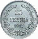25 Penniä 1917, KM# 19, Finland, Grand Duchy