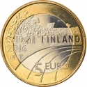 5 Euro 2016, KM# 244, Finland, Republic, Sports, Cross-Country Skiing