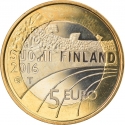5 Euro 2016, KM# 246, Finland, Republic, Sports, Football