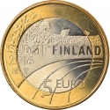 5 Euro 2016, KM# 243, Finland, Republic, Sports, Ice Hockey