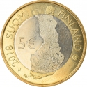 5 Euro 2018, KM# 274, Finland, Republic, Finnish National Landscapes, Pallastunturi Fells