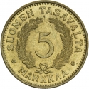 5 Markkaa 1928-1946, KM# 31, Finland, Republic